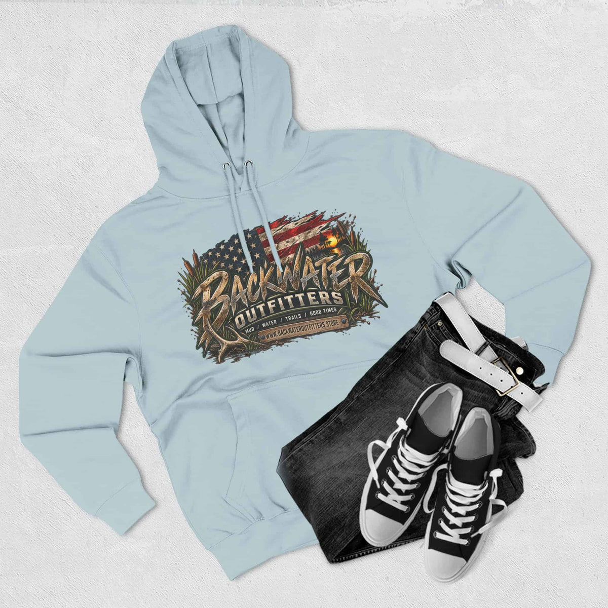 Backwater Outfitters Off-Road Hoodie — American Flag & UTV Graphic Printify