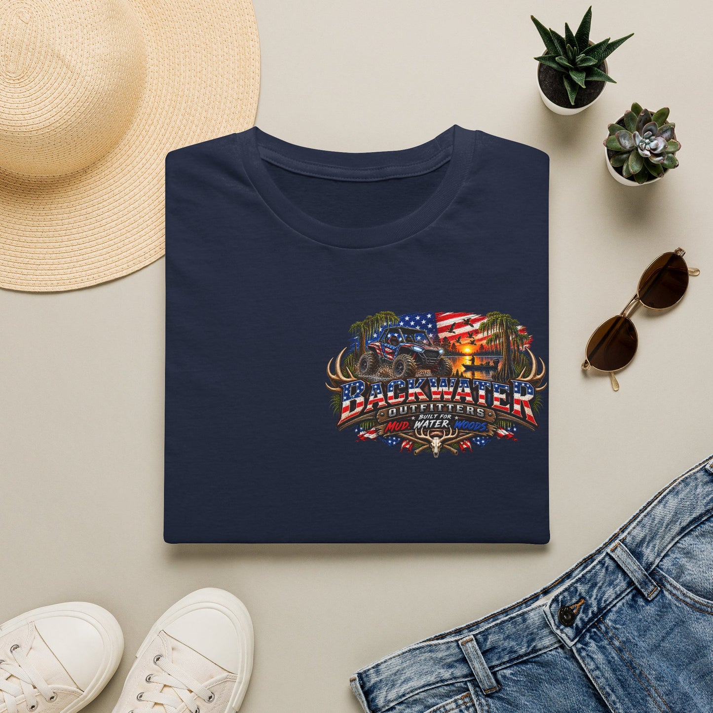 Patriotic Trailblazer T-Shirt — American Flag Motorcycle Graphic