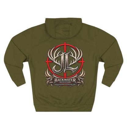 James Luker Hunting Logo Hoodie — Backwater Outfitters Antler Crest Fleece Hoodie Printify