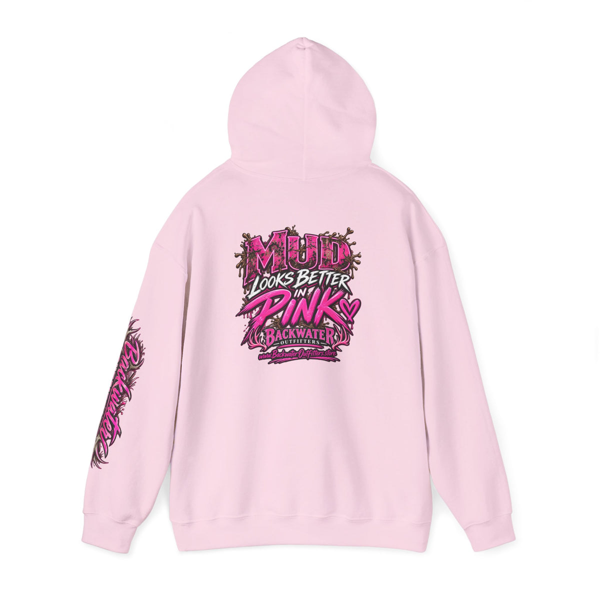 Girl Backwater Outfitters "Mud Looks Better Pink" Hoodie Printify