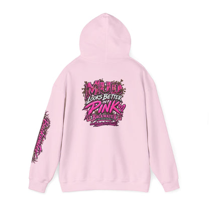 Girl Backwater Outfitters "Mud Looks Better Pink" Hoodie Printify