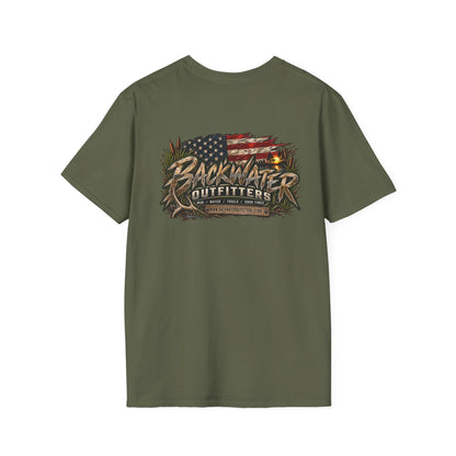 Simply Backwater Outfitters Flag Graphic T-Shirt — American Rustic Fishing Tee Printify