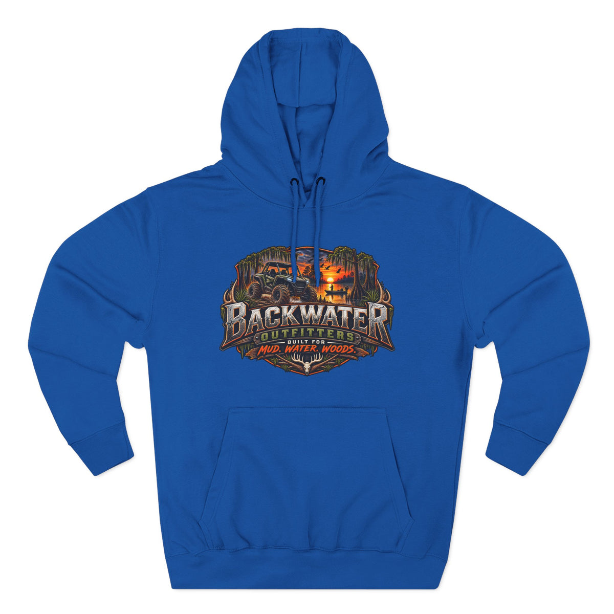 Backwater Outfitters Deer Sunset Hoodie — Hunting Outdoor Graphic Hoodie Printify