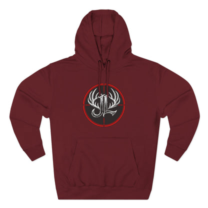 James Luker Hunting Logo Hoodie — Backwater Outfitters Antler Crest Fleece Hoodie Printify