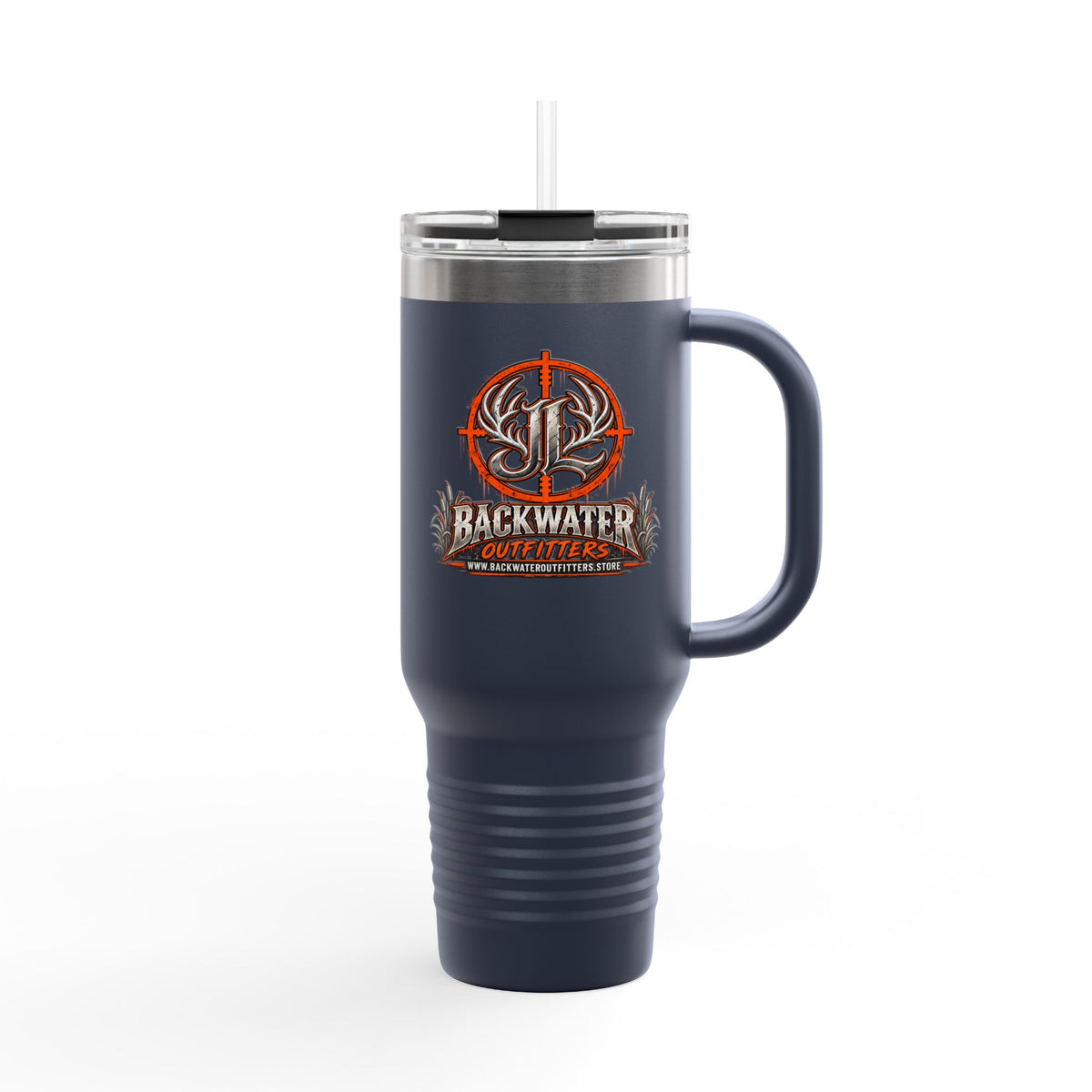James Luker Backwater Hunting Logo 40oz Insulated Travel Mug Printify