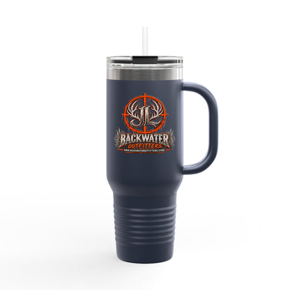 James Luker Backwater Hunting Logo 40oz Insulated Travel Mug Printify