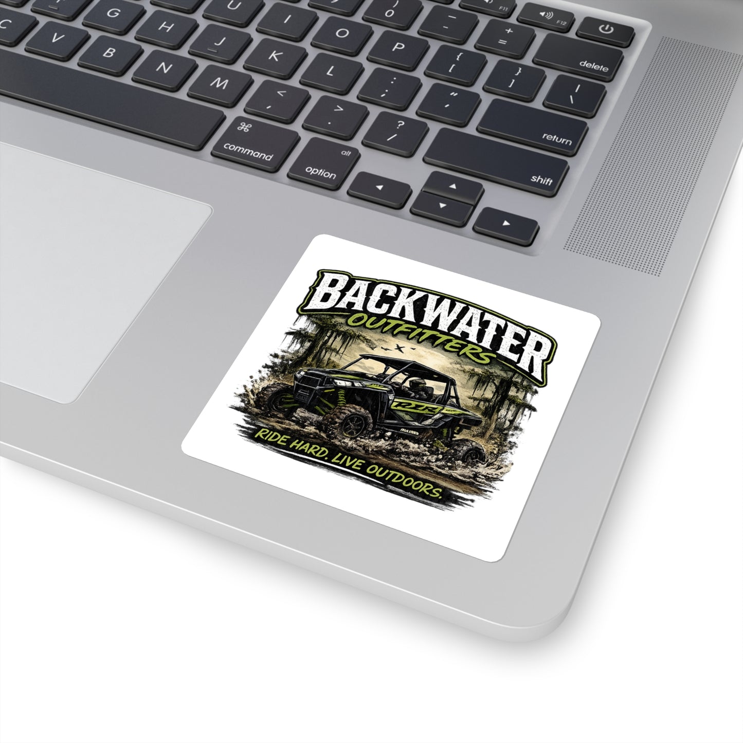 Backwater Outfitters UTV Sticker – "Ride Hard. Live Outdoors." Square Outdoor Adventure Decal