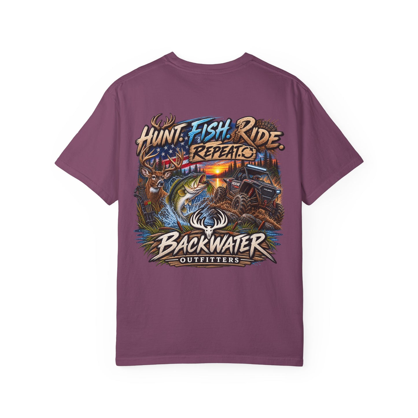 Backwater Outfitters "Hunt Fish Ride Repeat" T-Shirt