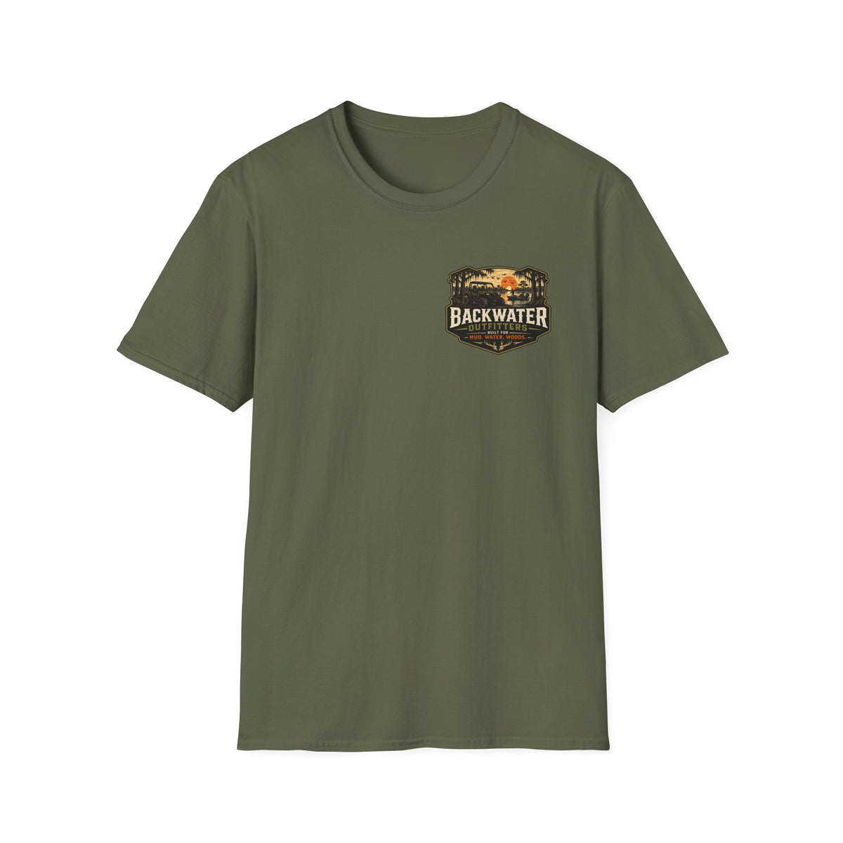 Backwater Outfitters Retro Bass Fishing Logo T-Shirt Printify