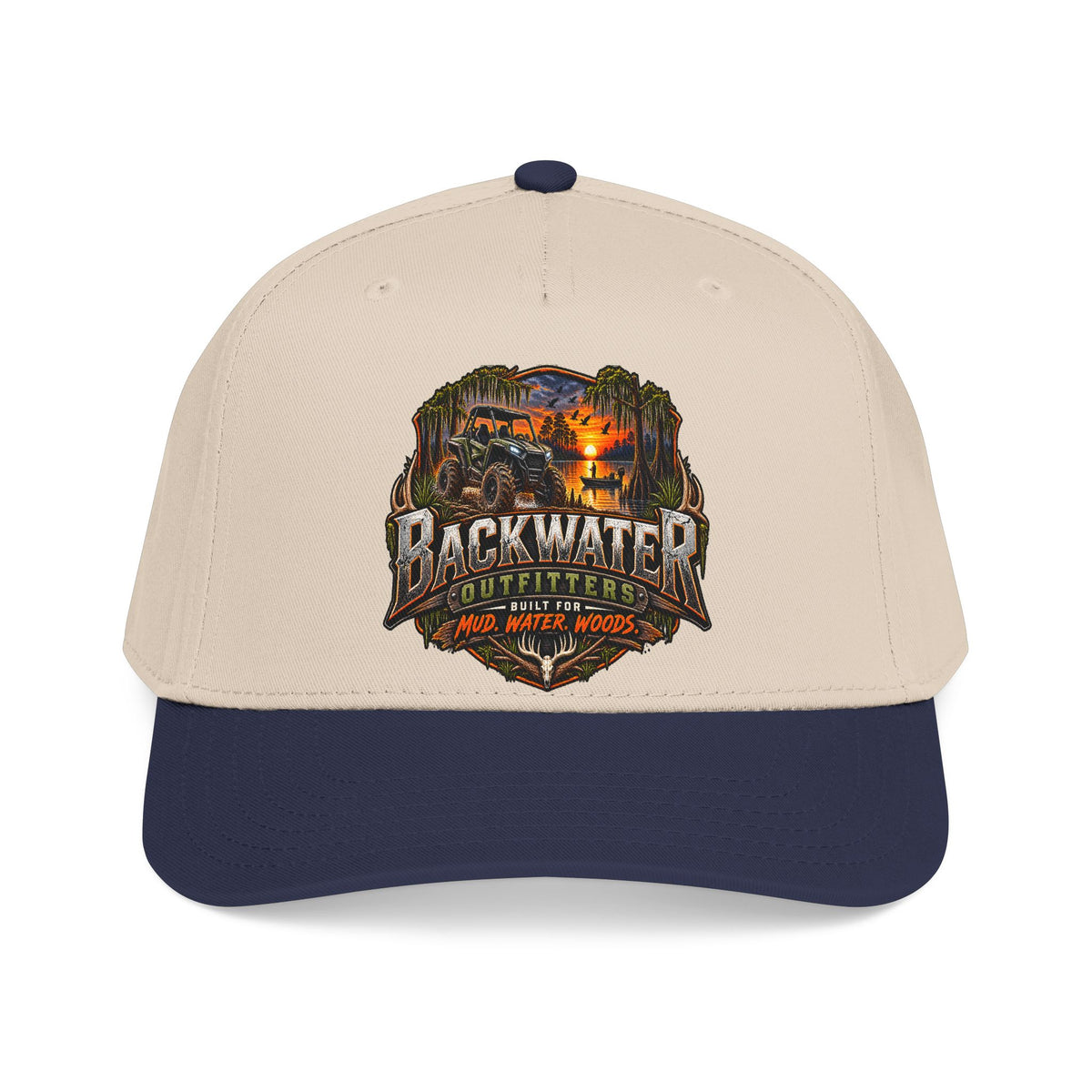 Backwater Outfitters Camping Cap — Retro Outdoor Fishing Hat Printify