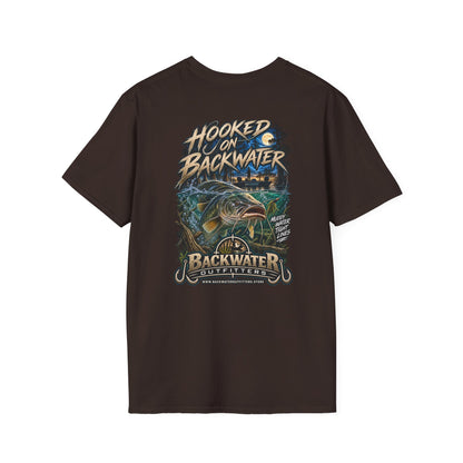 Hooked on Backwater Fishing T-Shirt — Bass Angler Graphic Tee Printify