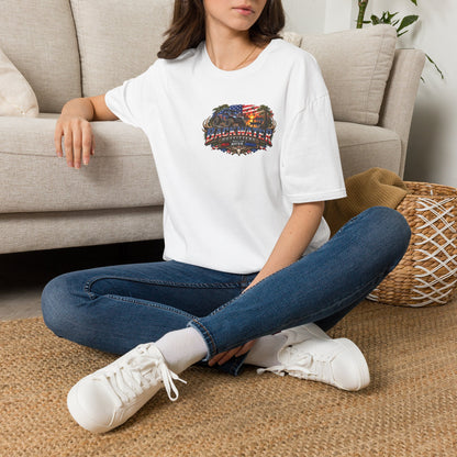 Backwater Bass Fishing T-Shirt — American Flag Boat Graphic Tee