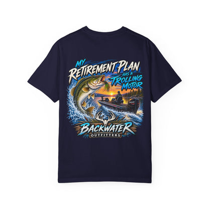 Fishing T-Shirt — "My Retirement Plan Has a Trolling Motor" Backwater Outfitters
