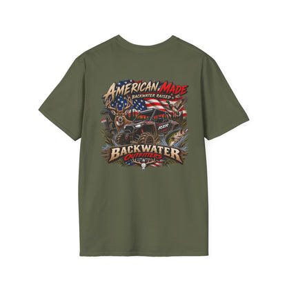 Backwater Outfitters Fishing T-Shirt — Retro Swamp Camp Logo