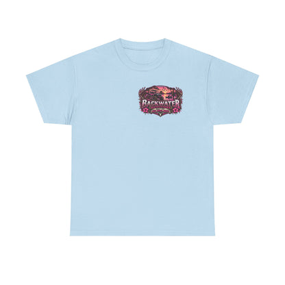 Backwater Outfitters Bass Fishing T‑Shirt — Sunset, Bucks & Bass Graphic Tee
