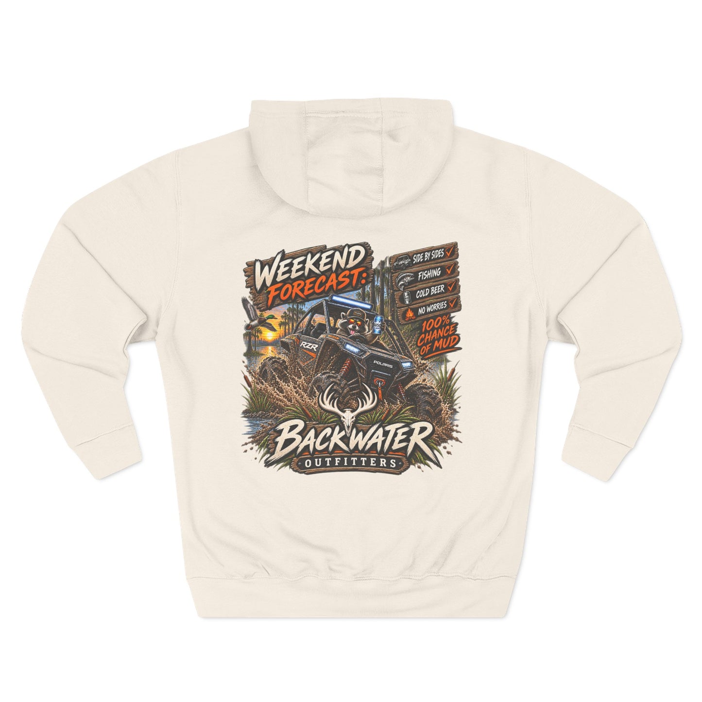 Backwater Outfitters "Weekend Forecast" Off-Road Hoodie — ATV Mud Riding Graphic Hoodie