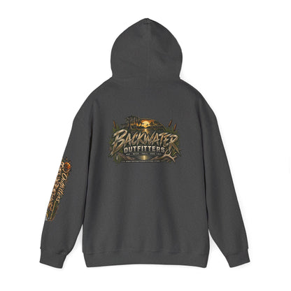 Simply Backwater Outfitters Hoodie — Outdoor Fishing Sunset Graphic Pullover Printify