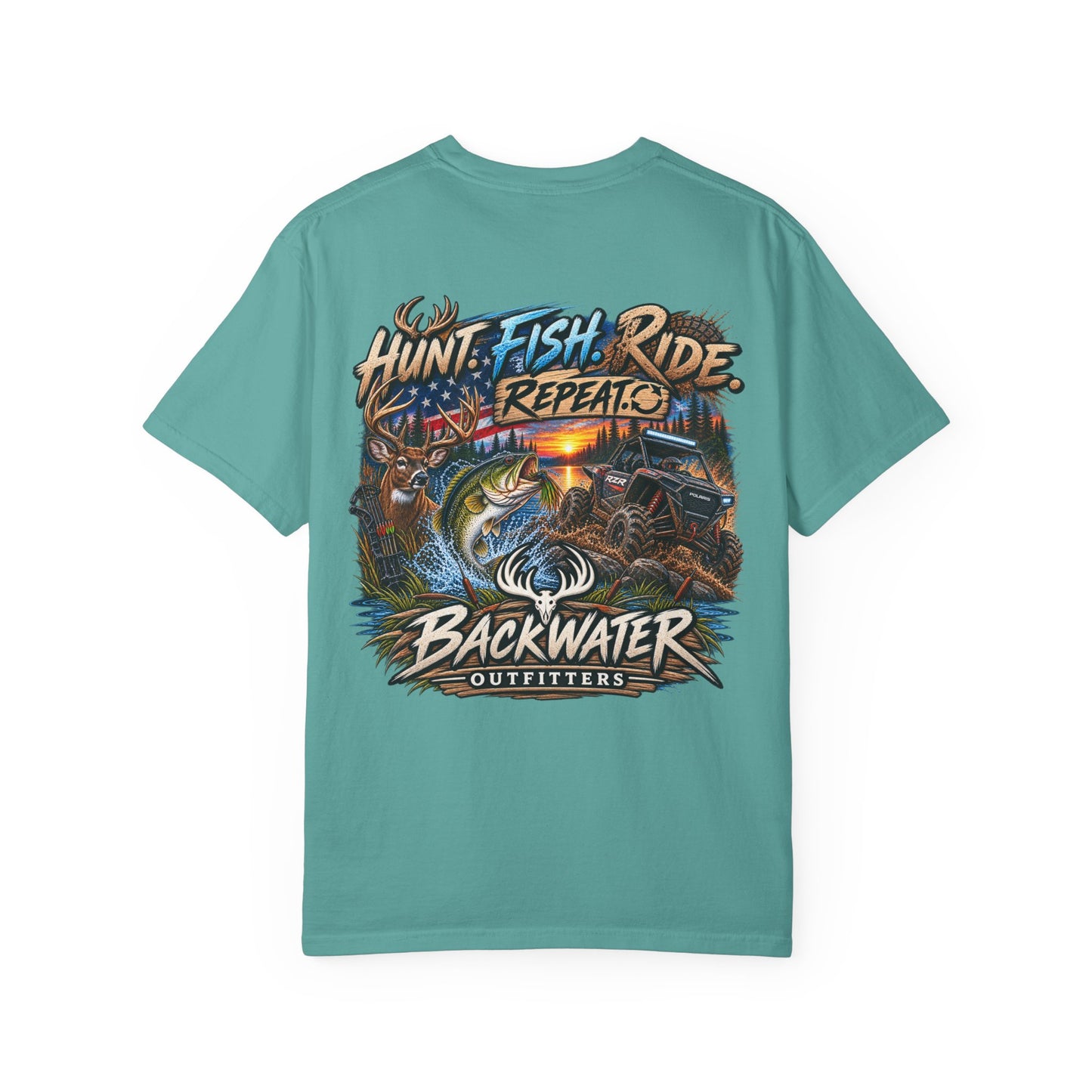 Backwater Outfitters "Hunt Fish Ride Repeat" T-Shirt