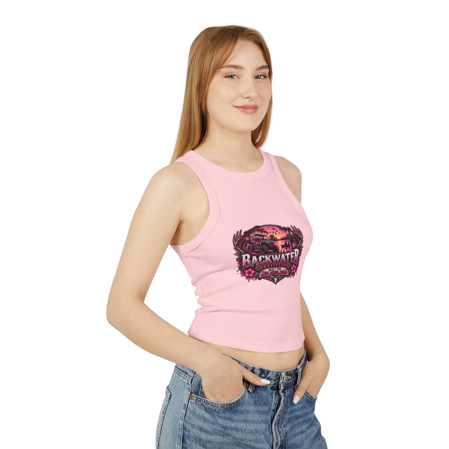 Backwater Hooked Tank Top — Women's Fishing Racerback Graphic