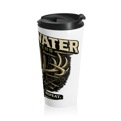 Backwater Outfitters Stainless Steel Travel Mug — Hunting Antler Skull Design