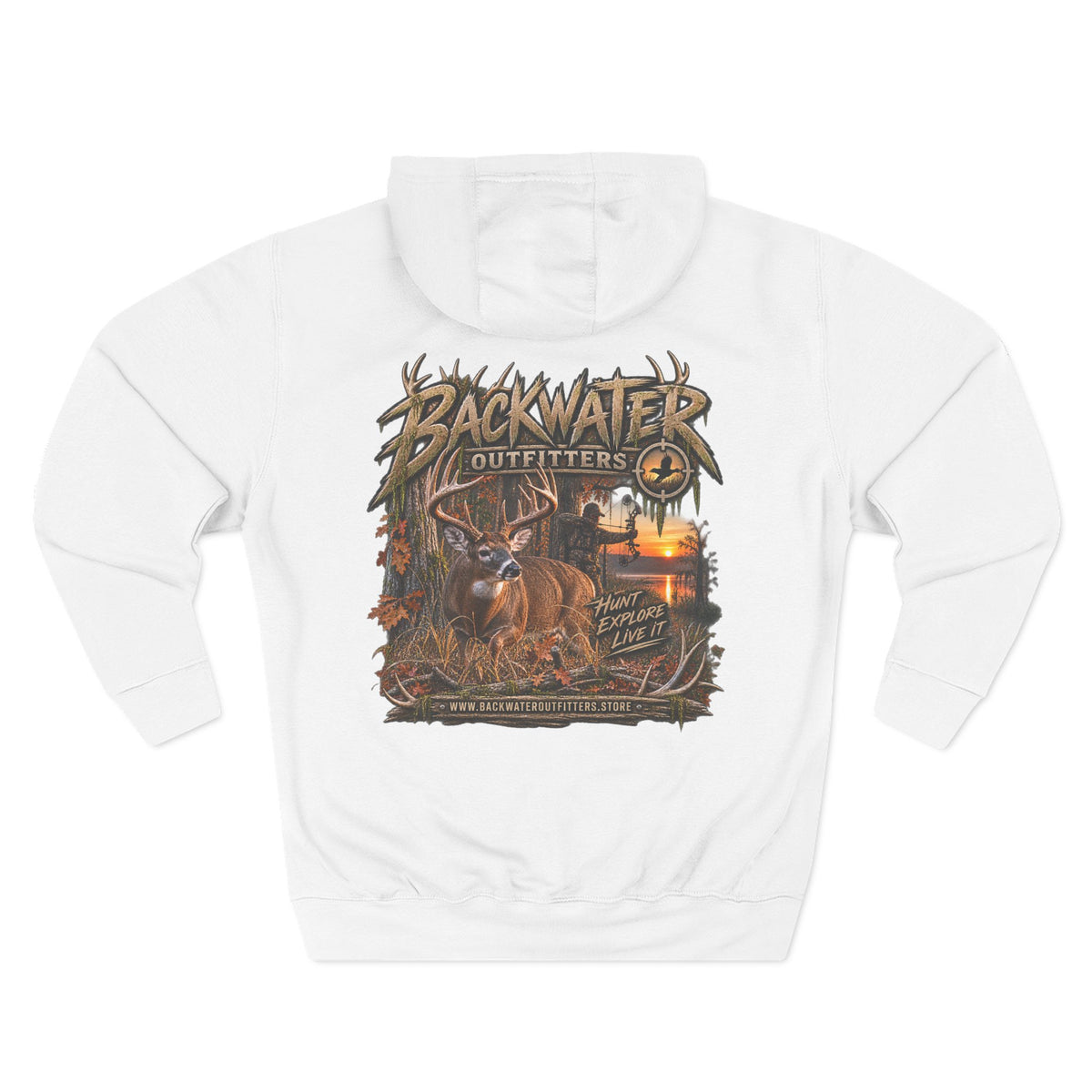 Backwater Outfitters Deer Sunset Hoodie — Hunting Outdoor Graphic Hoodie Printify