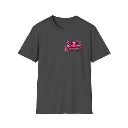 Women T-Shirt — "Backwater & Bad Decisions" Graphic Tee (Pink Palm Beach Vibes) Printify