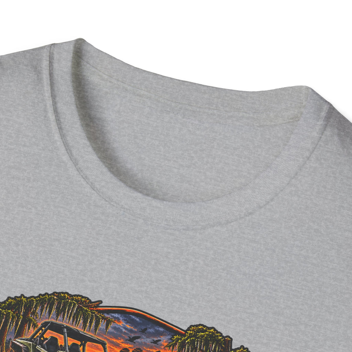Backwater Outfitters Fishing T‑Shirt — "Raised on Backwater" Bass & Sunset Graphic Printify