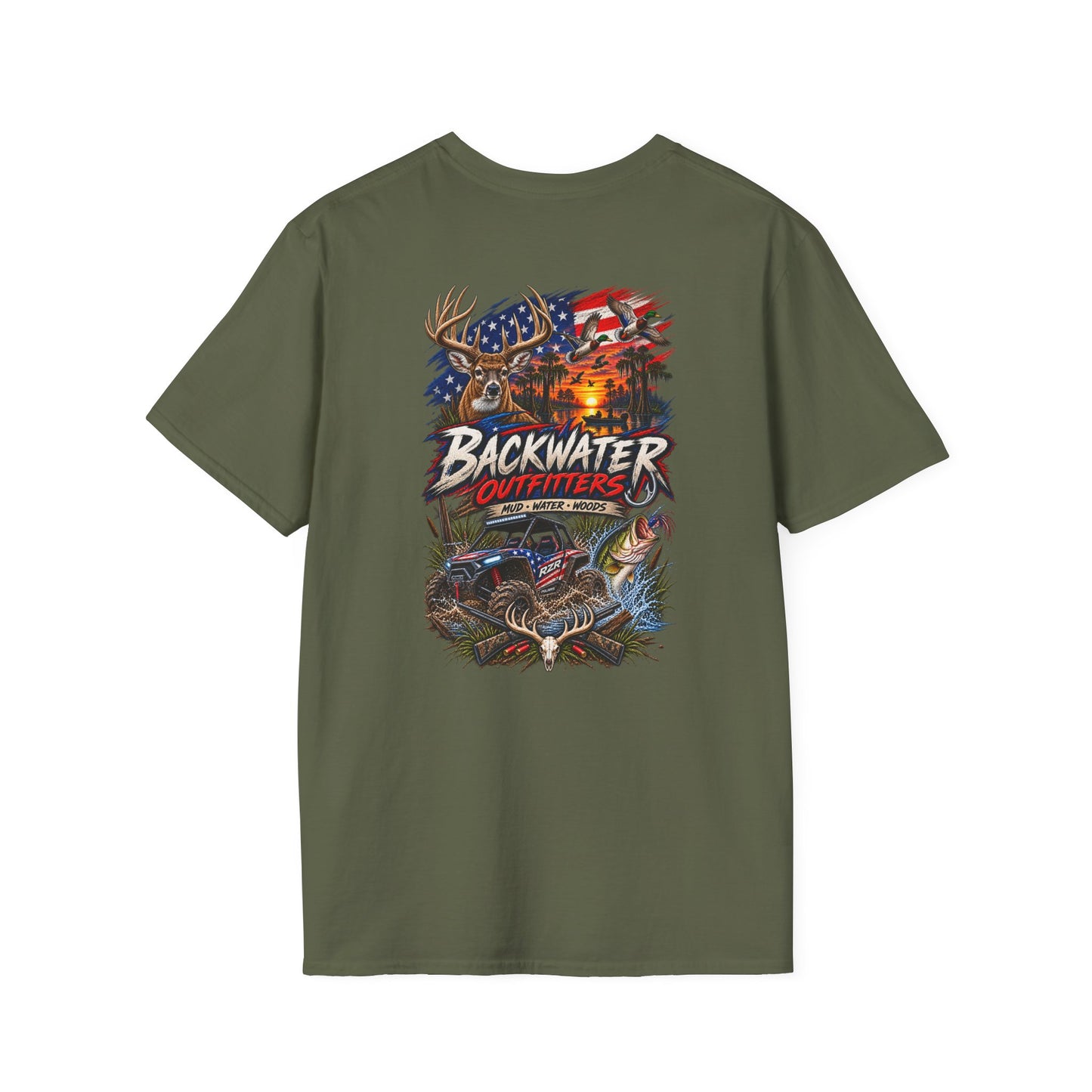 Backwater Outfitters Fishing T-Shirt – American Flag Fish Logo