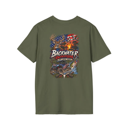 Backwater Outfitters Fishing T-Shirt – American Flag Fish Logo
