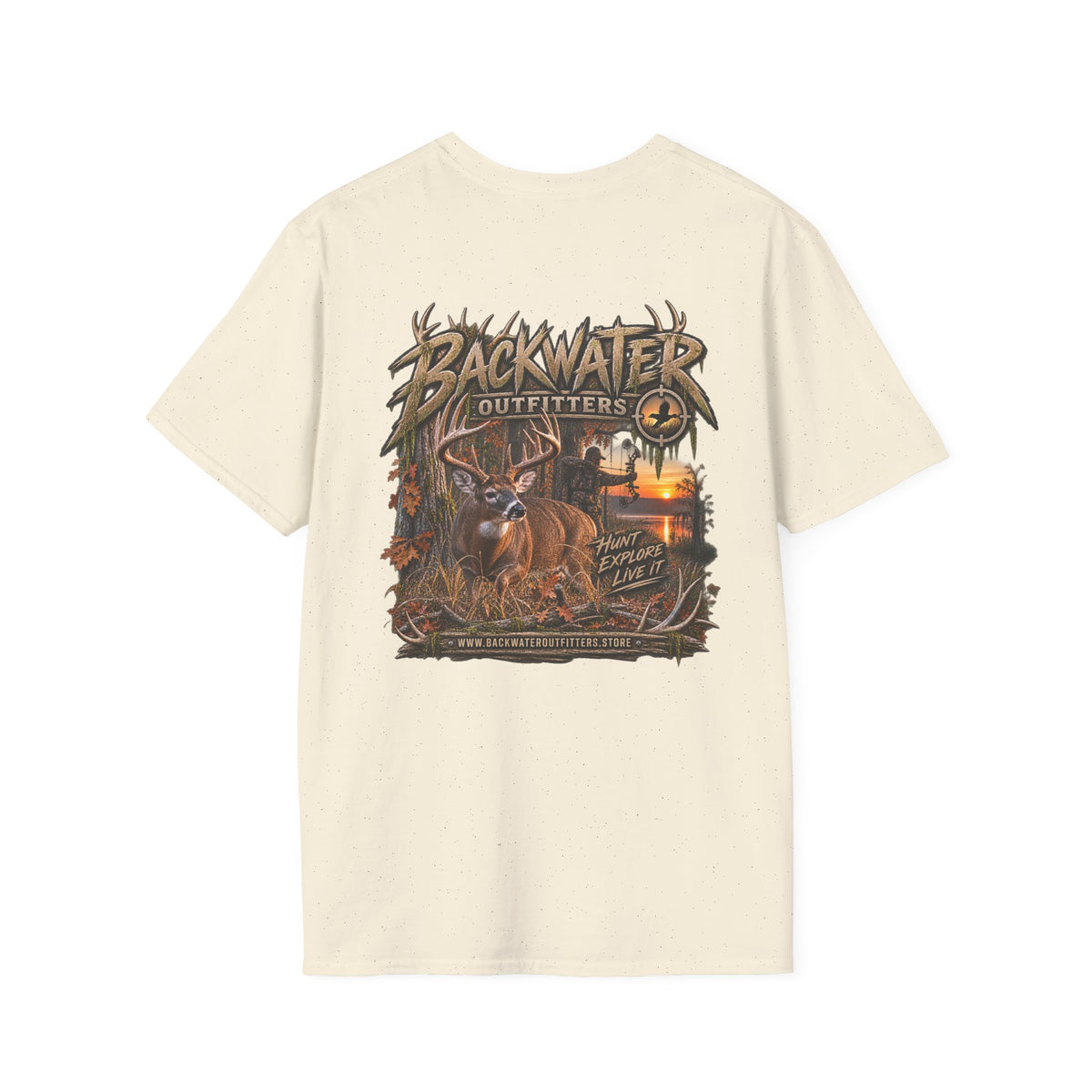 Backwater Outfitters Deer Hunting T-Shirt — Outdoor Hunting Graphic Tee Printify