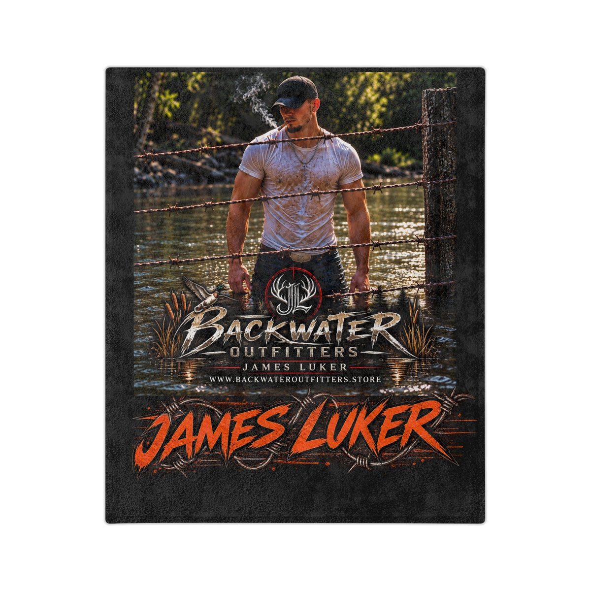 Backwater Outfitters James Luker Velveteen Microfiber Blanket Printify