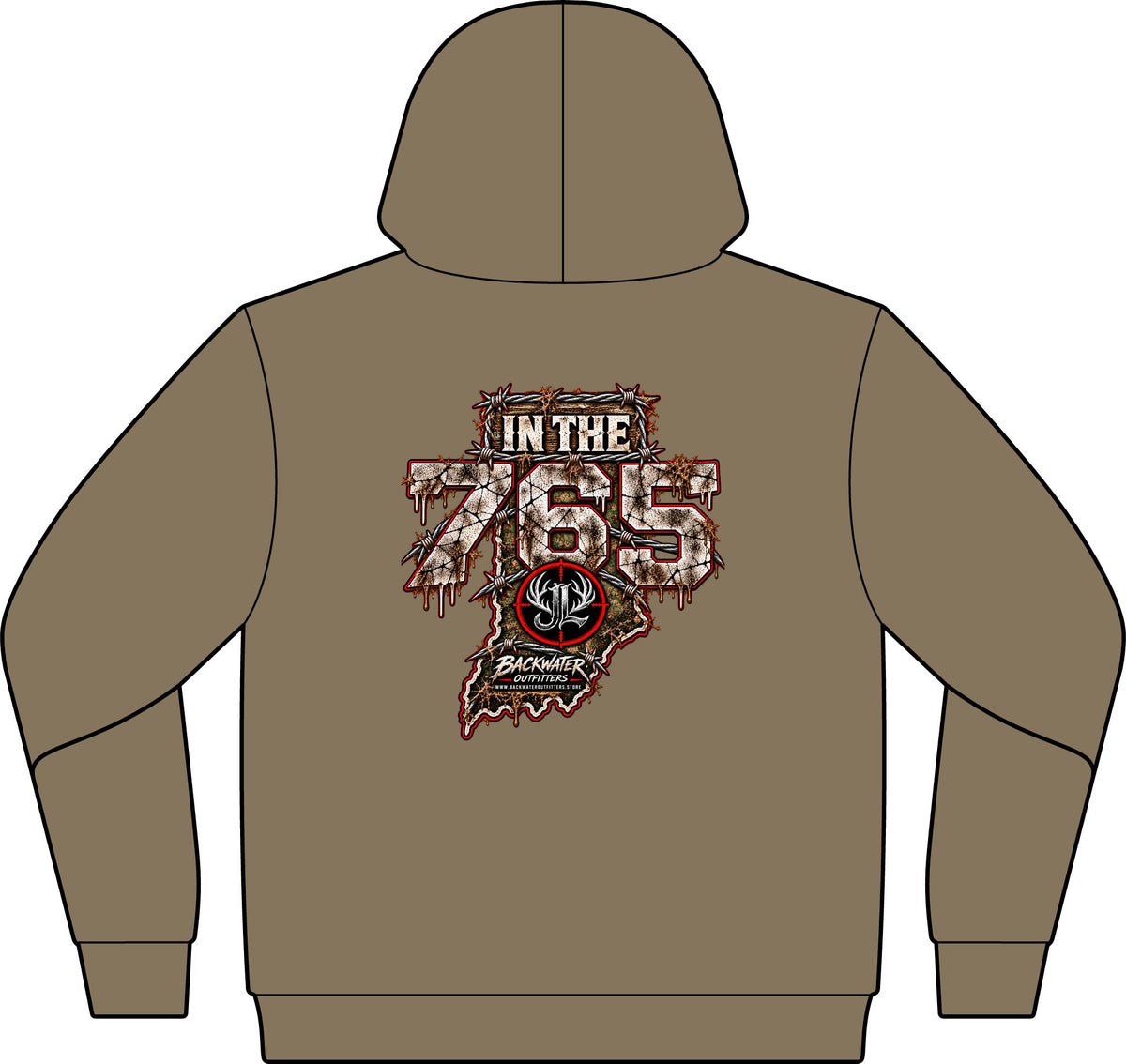 Camo Pullover Hoodie with Antler Monogram Emblem Printify