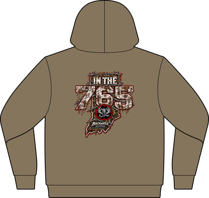 Camo Pullover Hoodie with Antler Monogram Emblem Printify