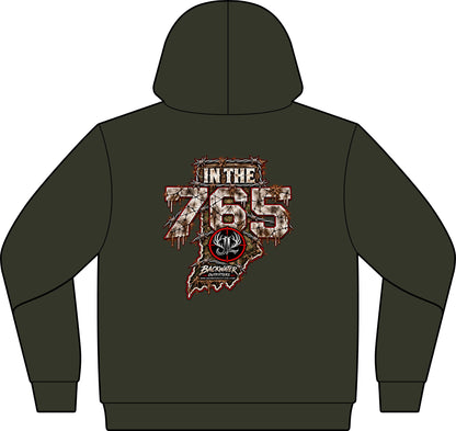 Camo Pullover Hoodie with Antler Monogram Emblem Printify