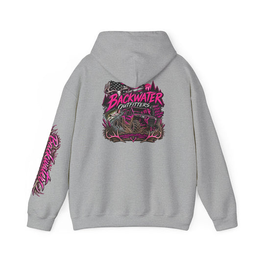 Girl Backwater Outfitters Hoodie - Retro Pink Swamp Graphic Pullover Printify