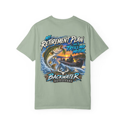 Fishing T-Shirt — "My Retirement Plan Has a Trolling Motor" Backwater Outfitters