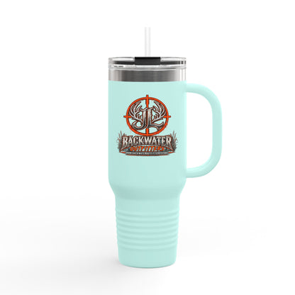 James Luker Backwater Hunting Logo 40oz Insulated Travel Mug Printify