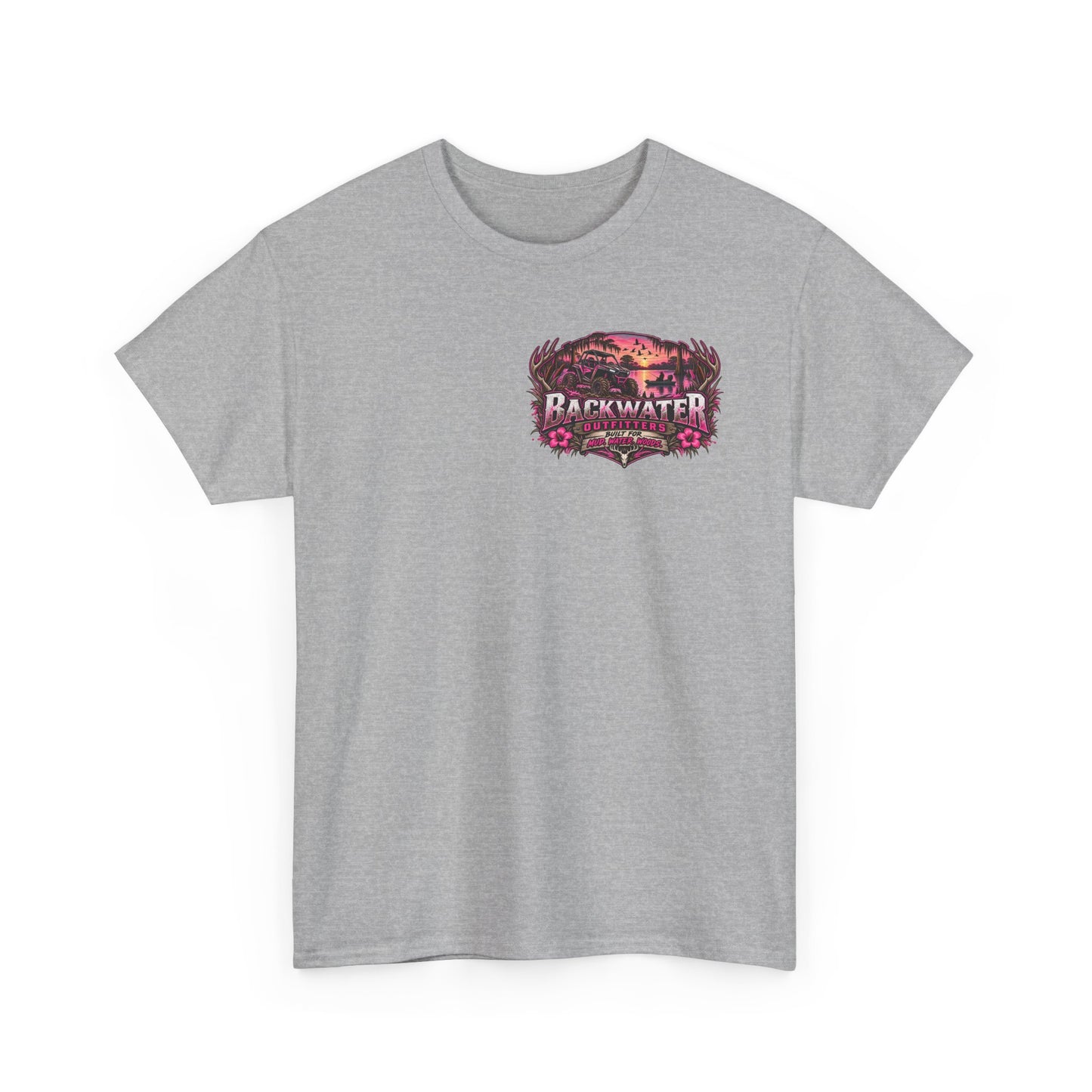 Backwater Outfitters Graphic Tee — "Fish Hunt Ride Repeat" Beach & Fishing Shirt