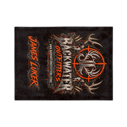 Backwater Outfitters Personalized Velveteen Blanket — "James Luker" Hunting Logo Throw Printify