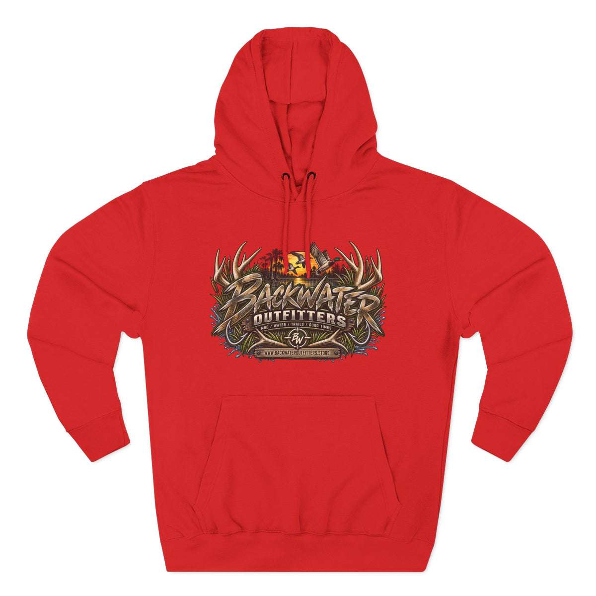 Backwater Outfitters Hoodie — Off‑Road Adventure Fleece Pullover Printify