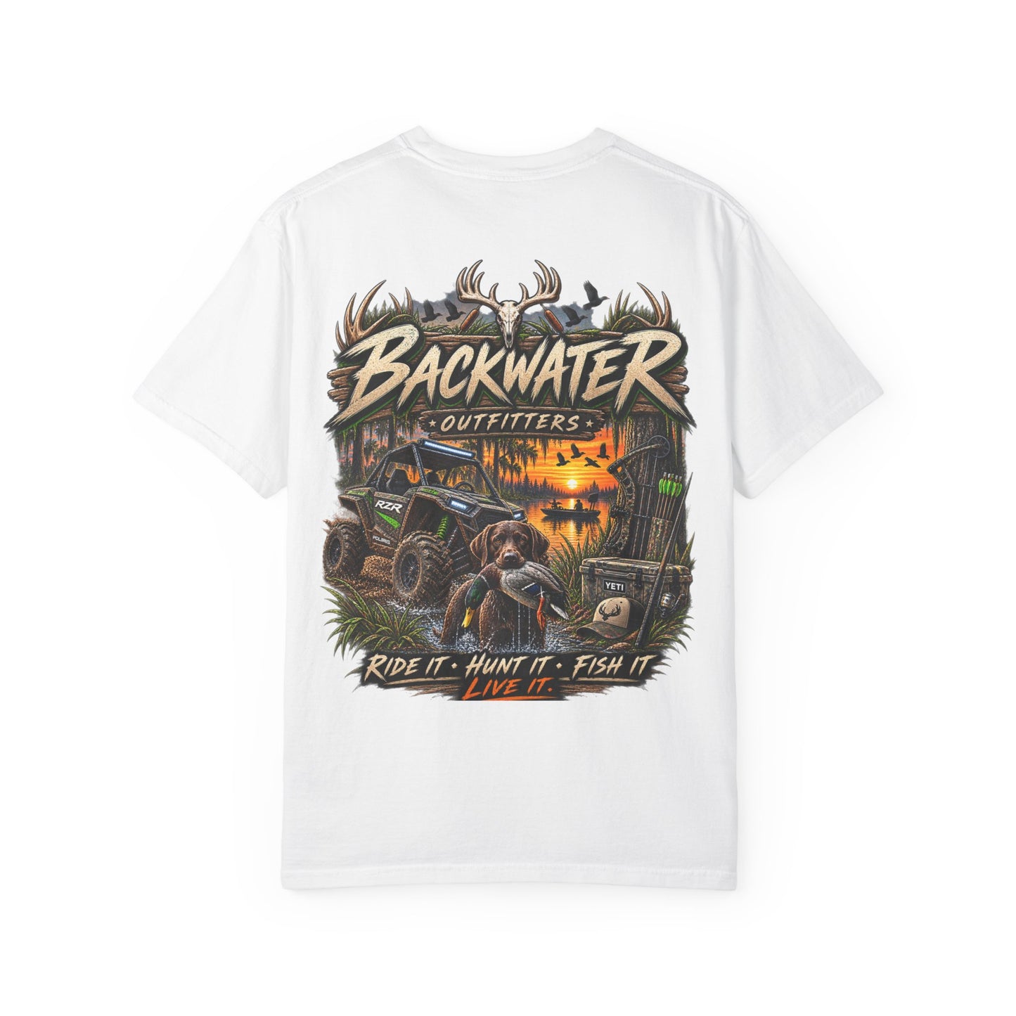 Backwater Outfitters Graphic T-Shirt — Ride It • Hunt It • Fish It