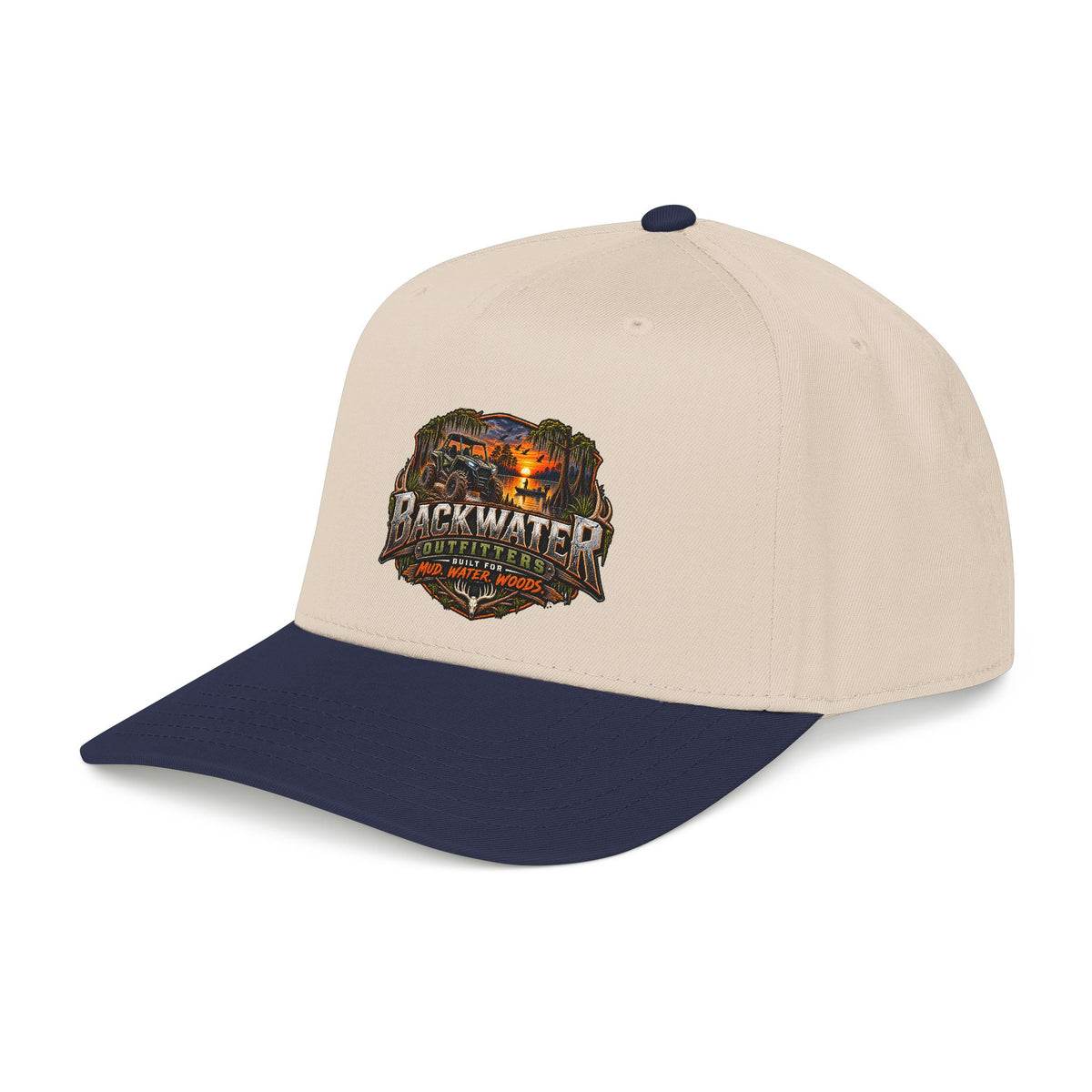 Backwater Outfitters Camping Cap — Retro Outdoor Fishing Hat Printify