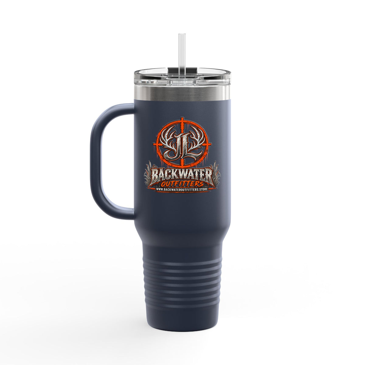 James Luker Backwater Hunting Logo 40oz Insulated Travel Mug Printify