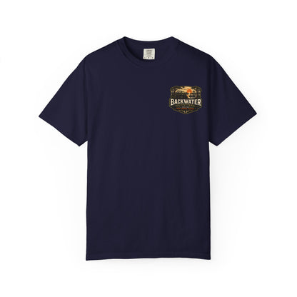 Backwater Outfitters Sunset Canoe T-Shirt — "Built for Mud. Water. Woods."