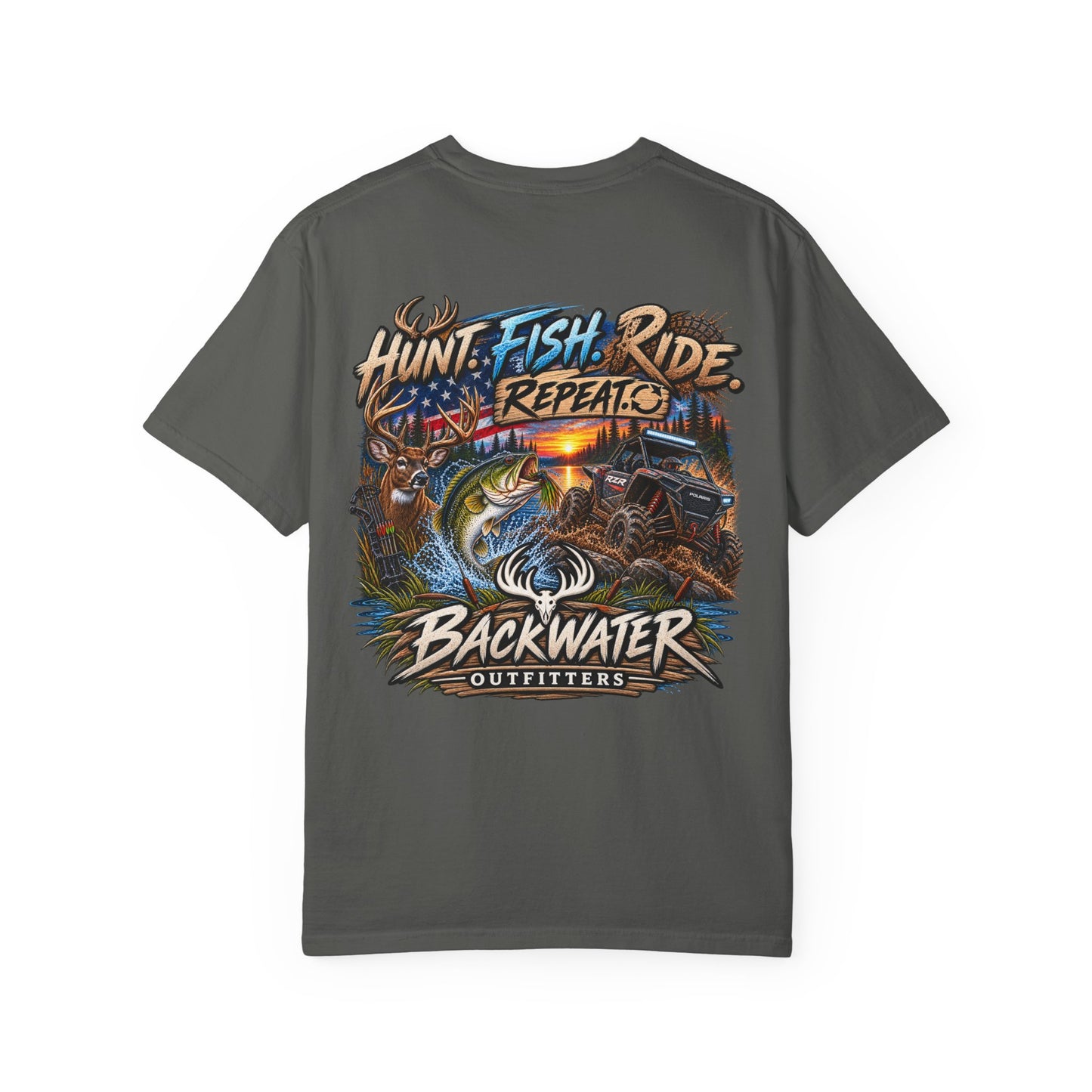 Backwater Outfitters "Hunt Fish Ride Repeat" T-Shirt