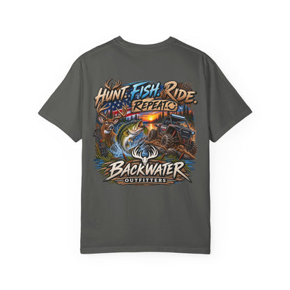 Backwater Outfitters "Hunt Fish Ride Repeat" T-Shirt