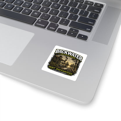 Backwater Outfitters Square Sticker — 'Hunt Backwaters. Live Different.' Outdoor Hunting Decal